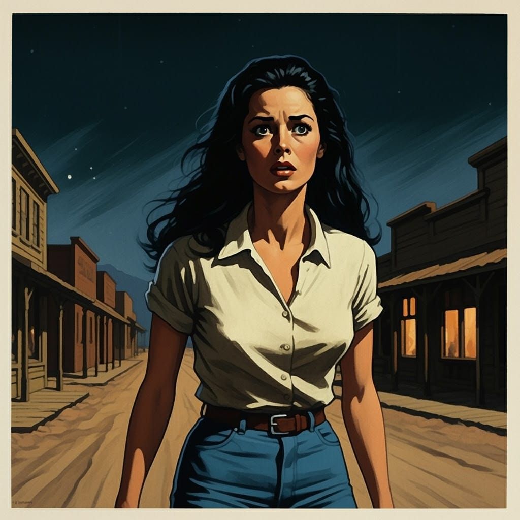 A Desperate Woman Stands Defiant in a Dark 1950s B Movie Sty...
