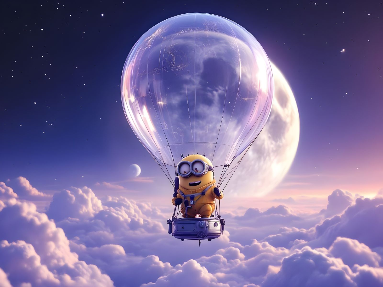 A weather balloon floats on the edge of space with the moon ...