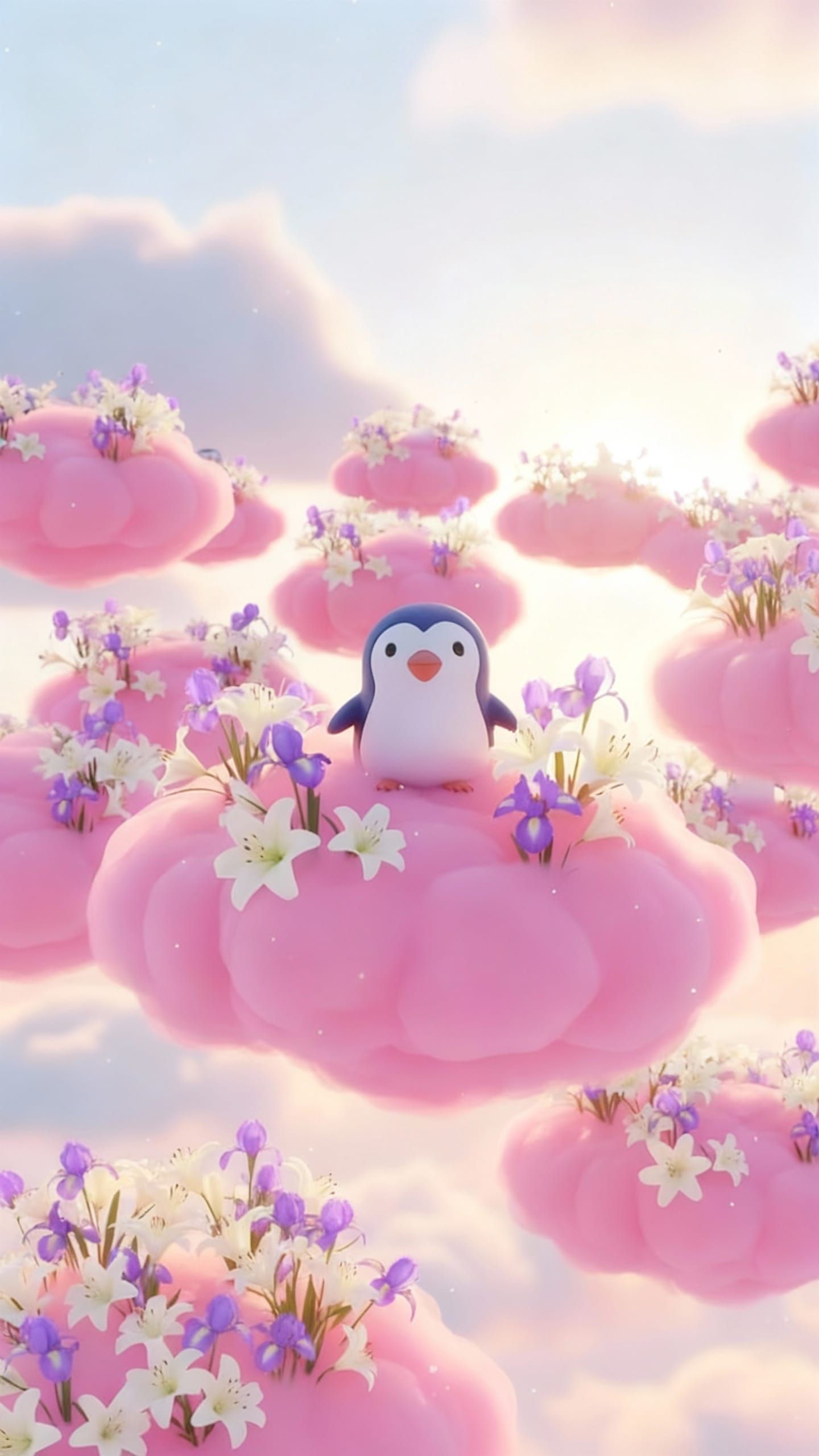 Penguin with Iris and Lily