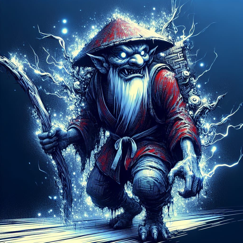 Red Hunchback Hunts Cute Troll in Shimmering Japanese Style