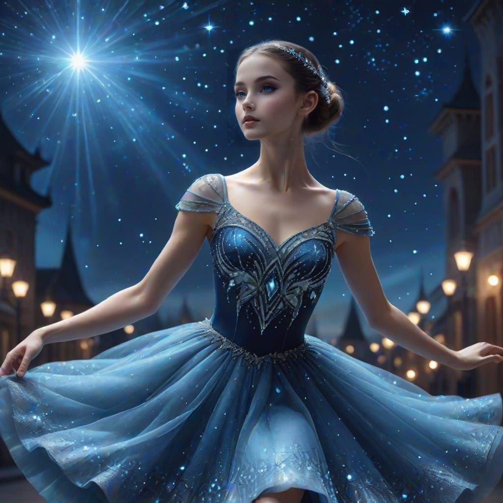 Ethereal Night Ballerina in Shimmering Blue