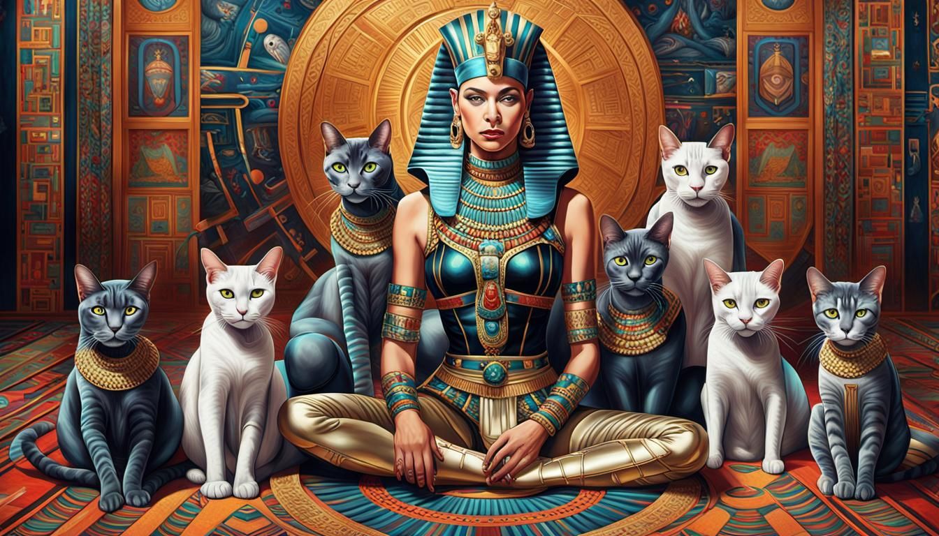 Cyber-Cleopatra Portrait in Cyberpunk Style