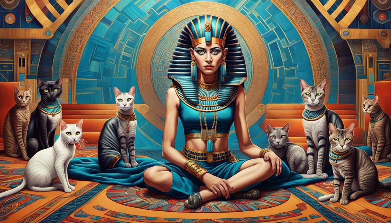 Cyber-Cleopatra Portrait in Cyberpunk Style
