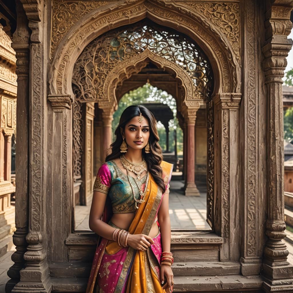 Hindu Princess in Palace Window View