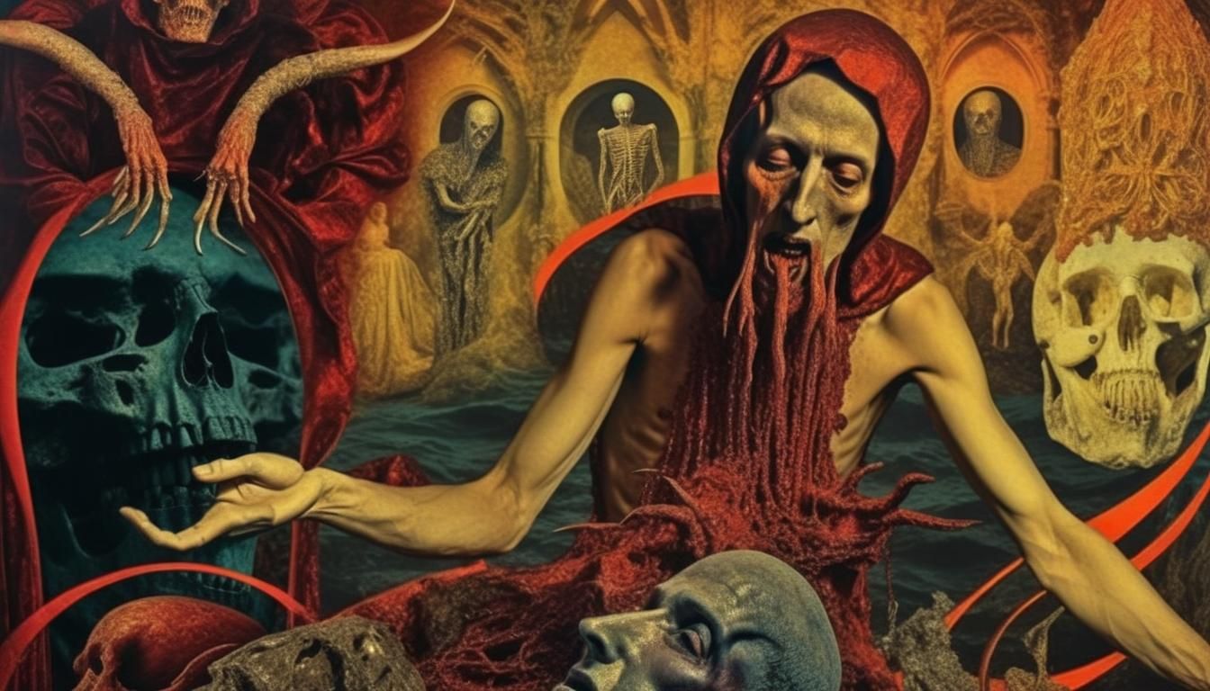 Surreal Horror Collage in Mixed Media Style