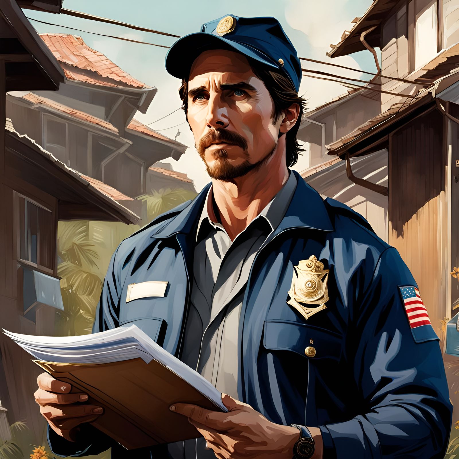 Christian Bale as Mailman: Digital Portrait