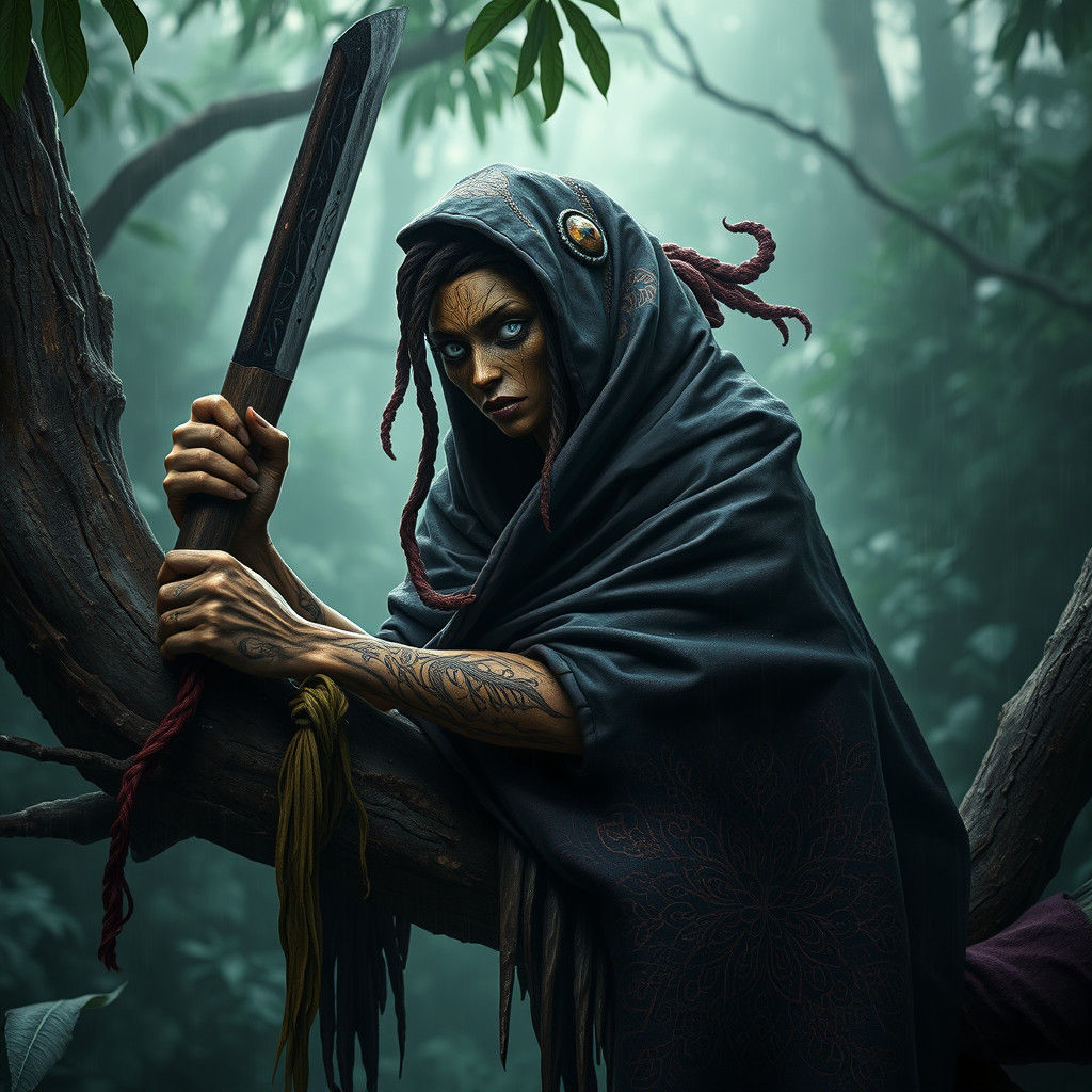 Wooden Forest Spirit in Dark Fantasy Style