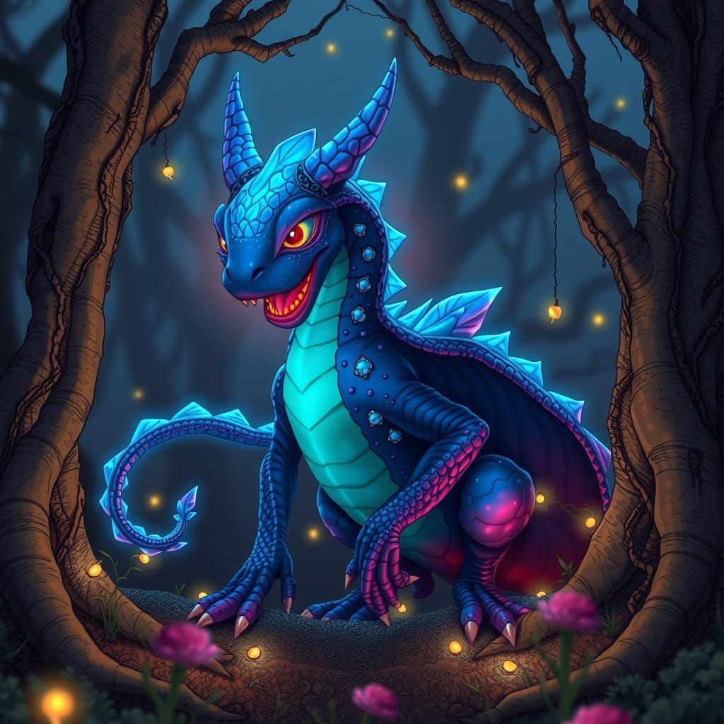 Ethereal Indigo Sprite in Whimsical Forest