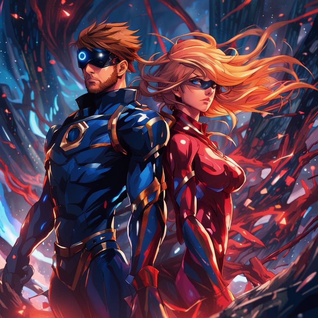 Anime Style Superheroes Saving The World