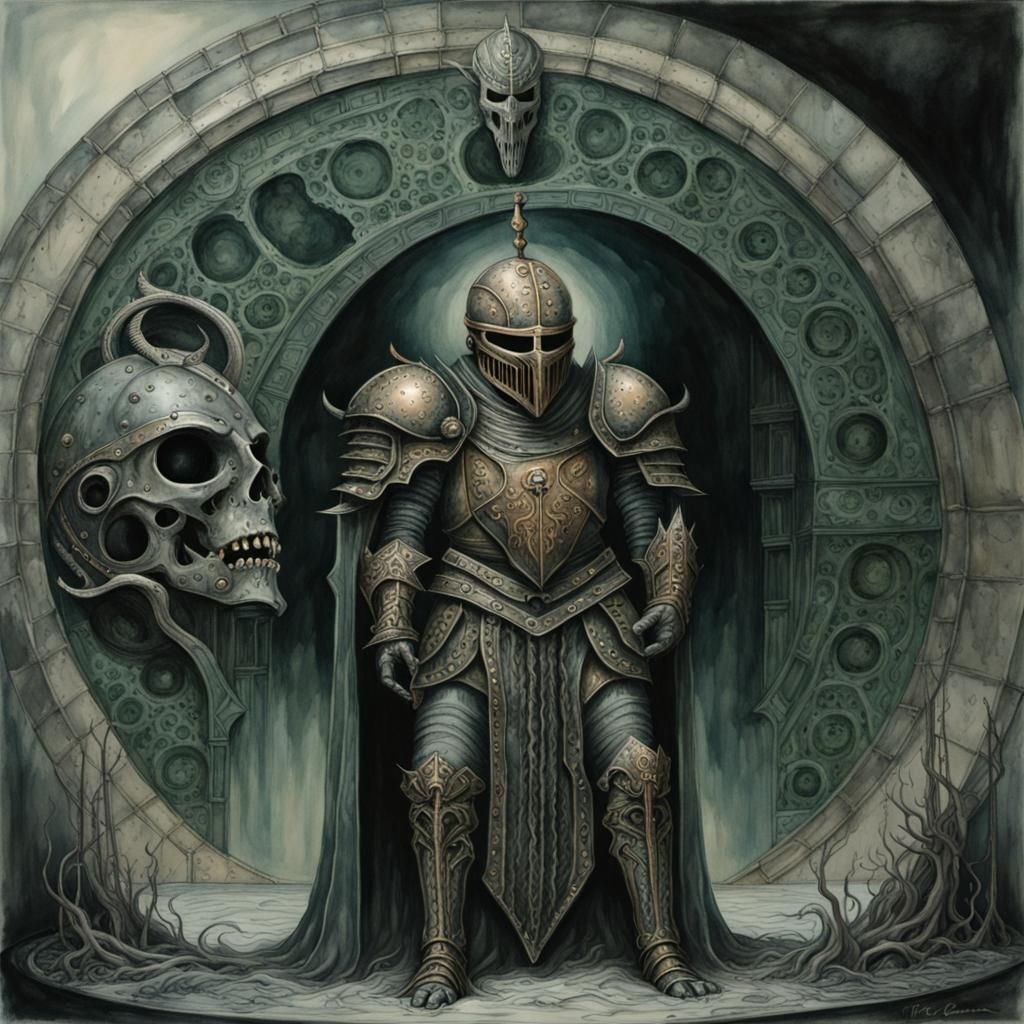 Smoky Green Knight in Filigree Armour