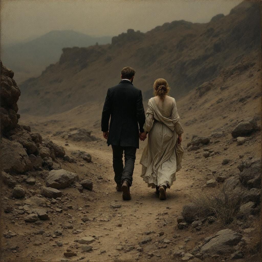 Figures in Desolate Landscape in the Style of Old Masters