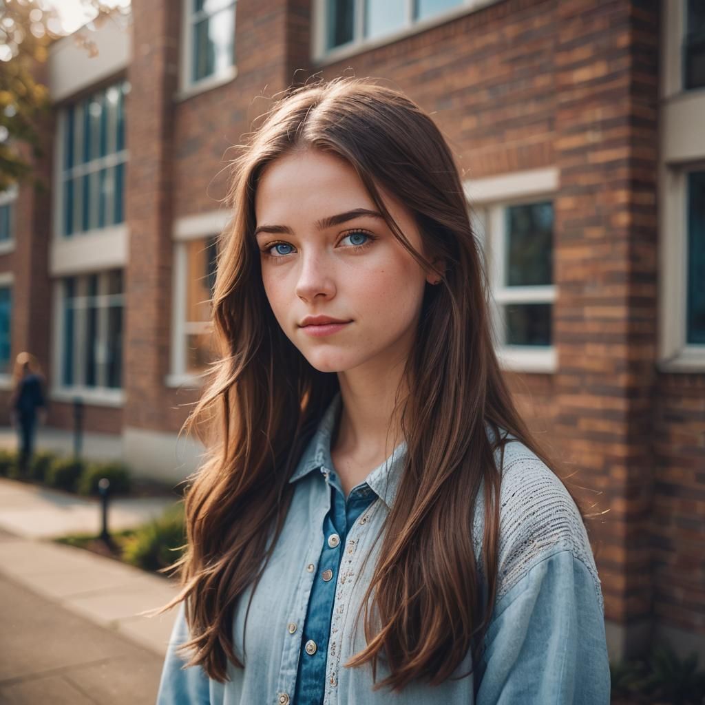 Portrait of a Teenage Girl with Brown Hair