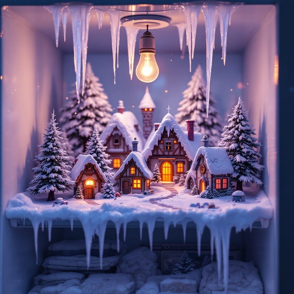 Enchanted Snow Village Scene