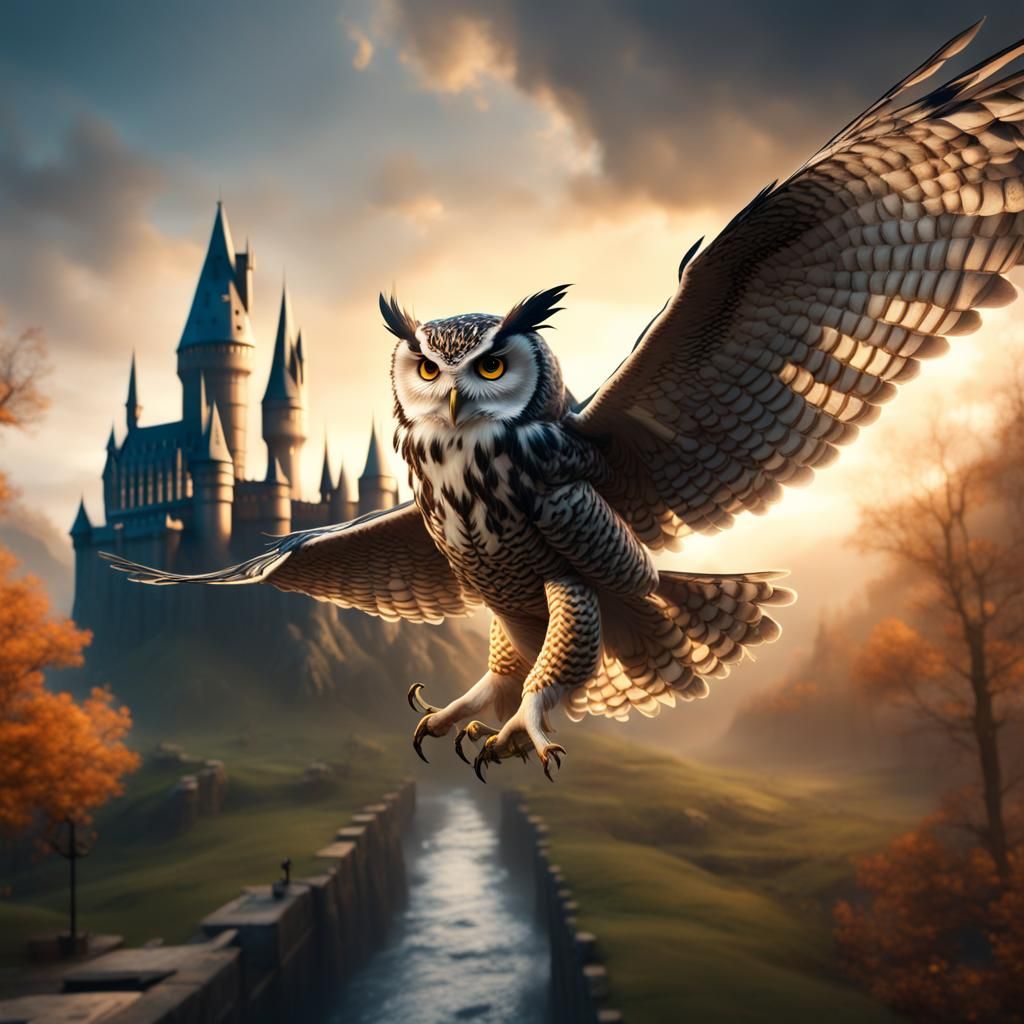 Owl Post Delivery to Hogwarts: Fantasy Concept Art
