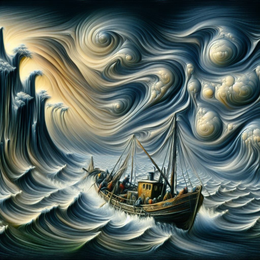 Surreal Fishing Boat Returns to Harbor as Storm Brews in Oil...