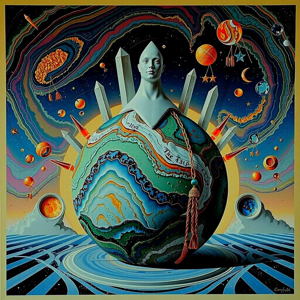 Maximalist Gemstone Landscape with Sapphire Skies