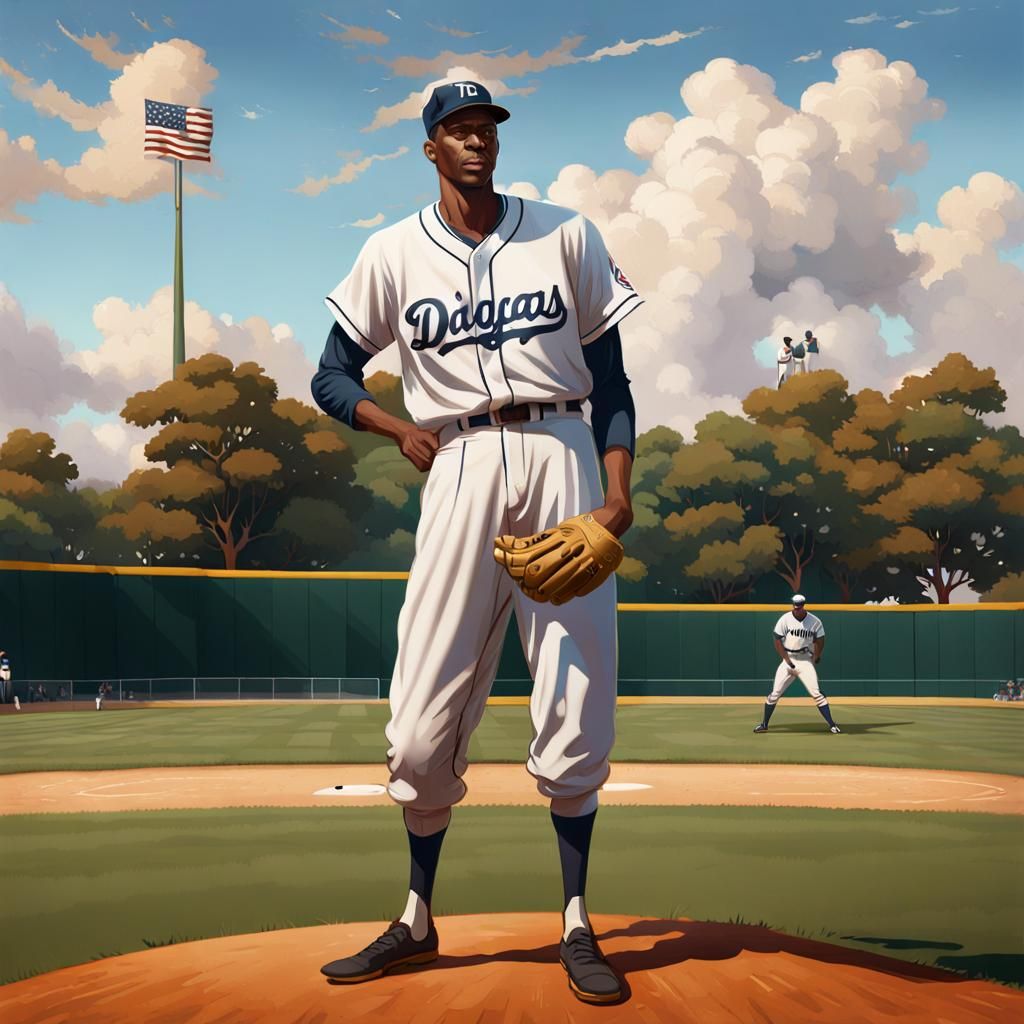 1940s Baseball Pitcher Portrait in Digital Art Style