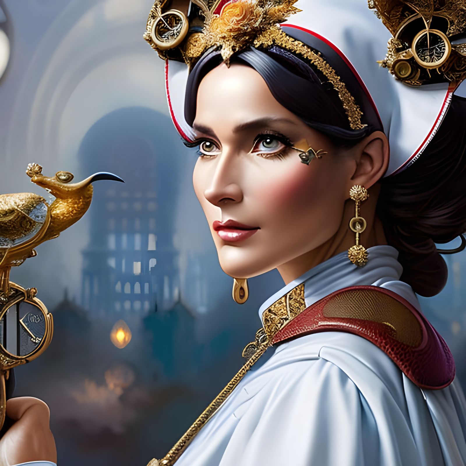 Rococo Nurse in Ornate Hospital Setting