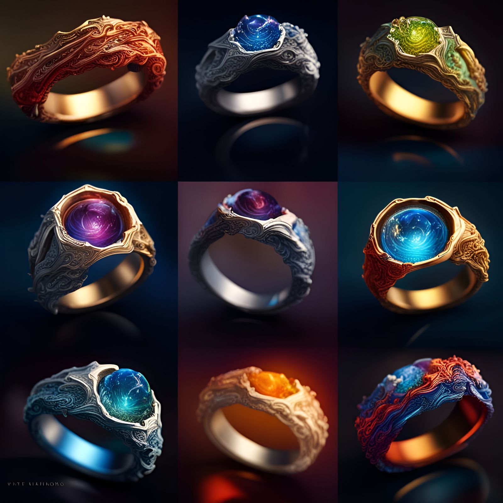 Hyperrealistic Elemental Ring in Splash Art Style