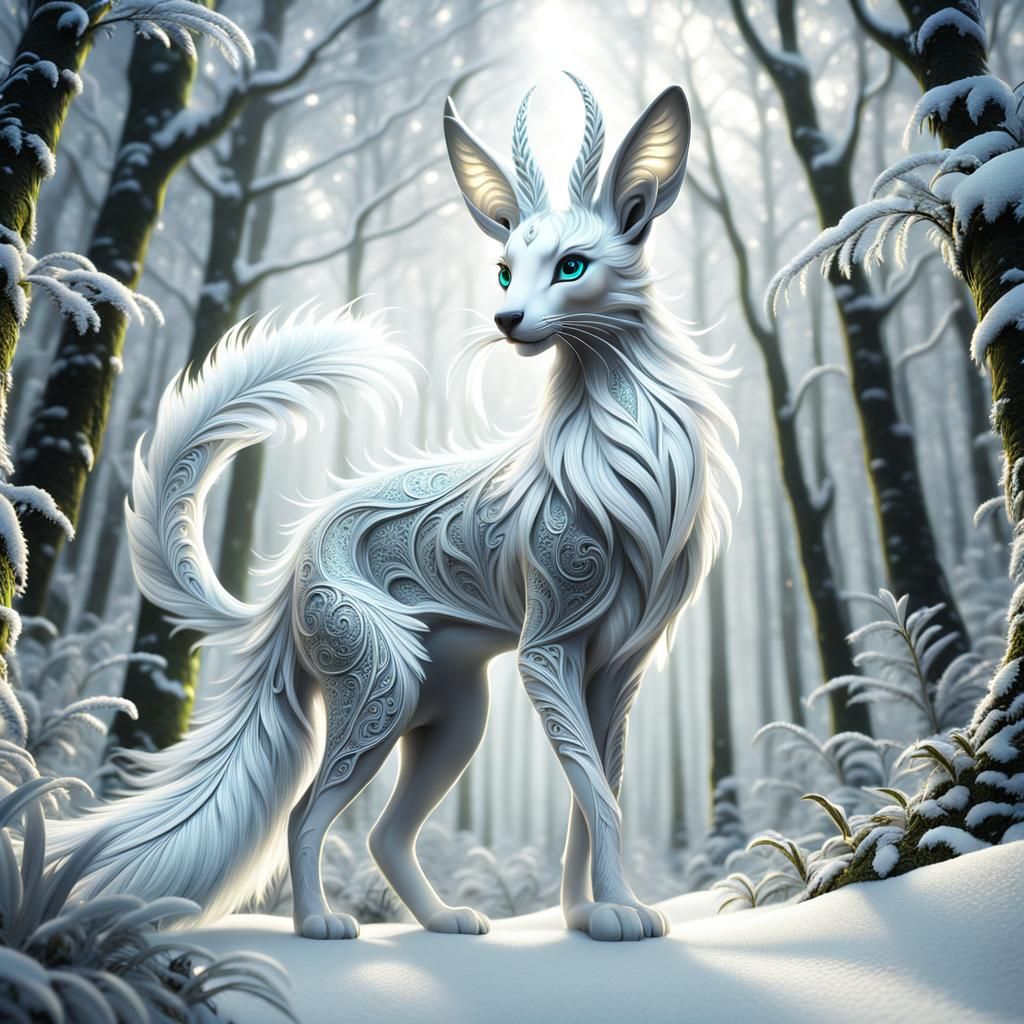 Mystical Creature in Glowing Forest: Digital Art