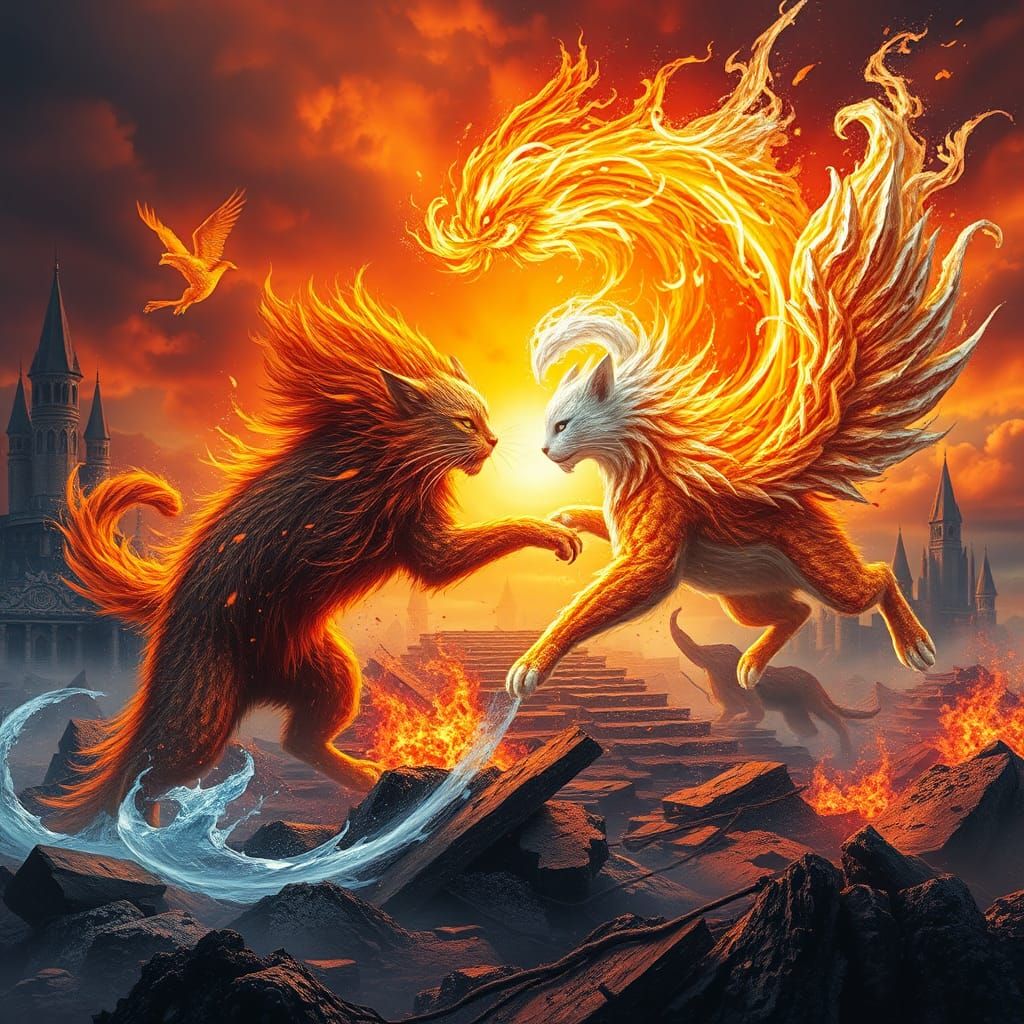 Fire Cat vs Ice Cat on Battlefield