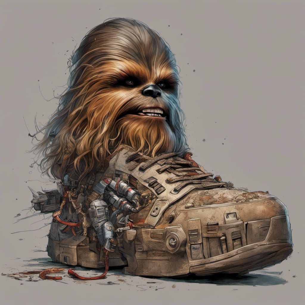 Chewbacca as Giant Shoe: Intricate 8K Portrait