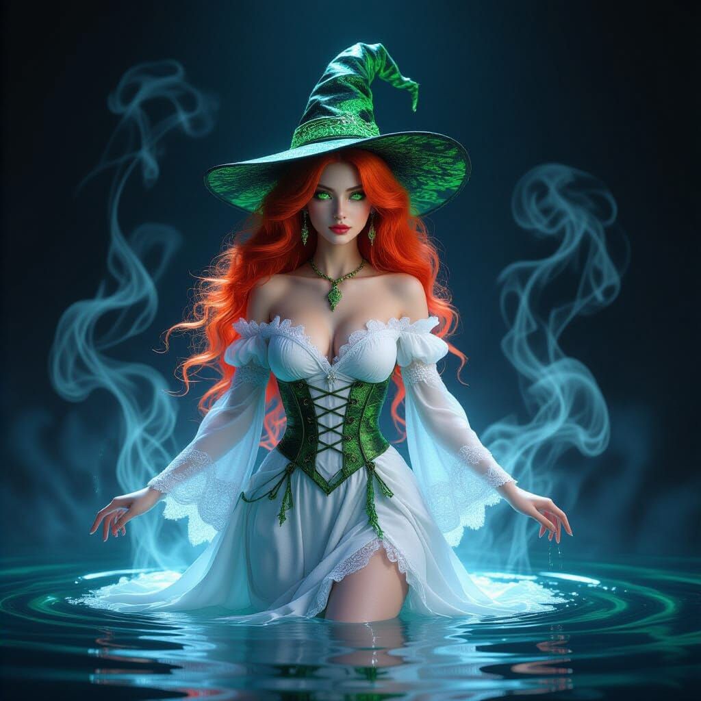 Surreal Witch in Ethereal Glow, 3D Render