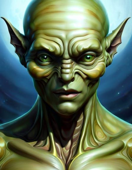 Hyperrealistic Alien Portrait with Dynamic Lighting