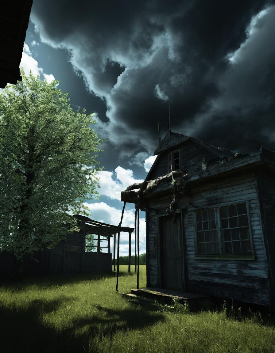 Hyperreal Limbo: A Nightmare Exterior in High Contrast