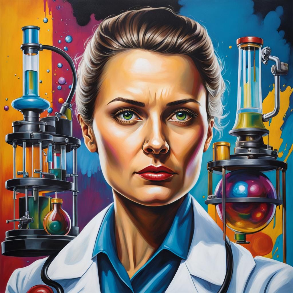 Superhero Scientist in Graffiti Art Style