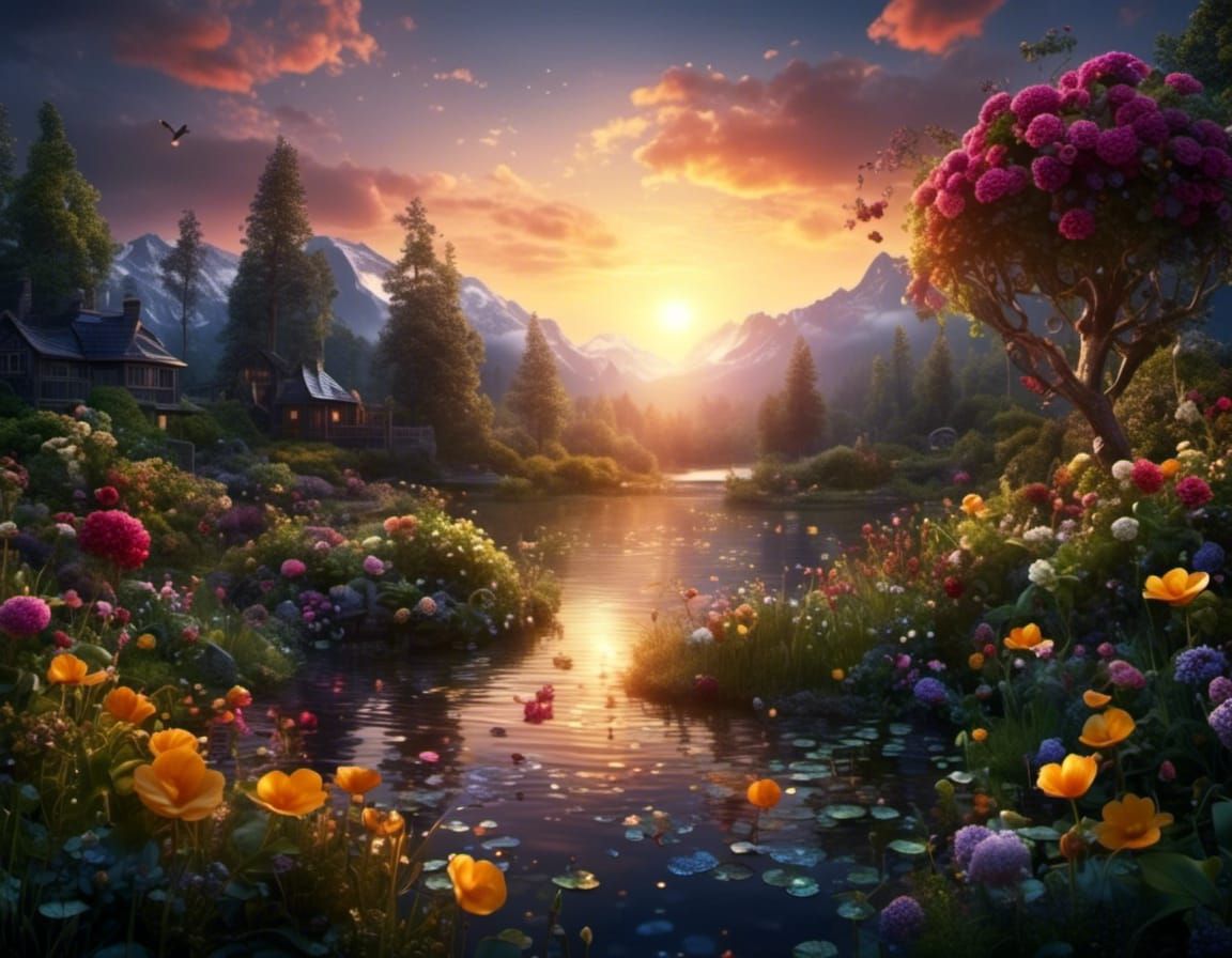 Moonlit Fantasy Realm Blooms at Midnight