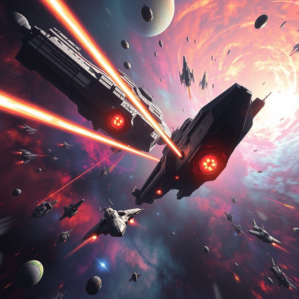 Epic Space Opera Battle in Cinematic Style