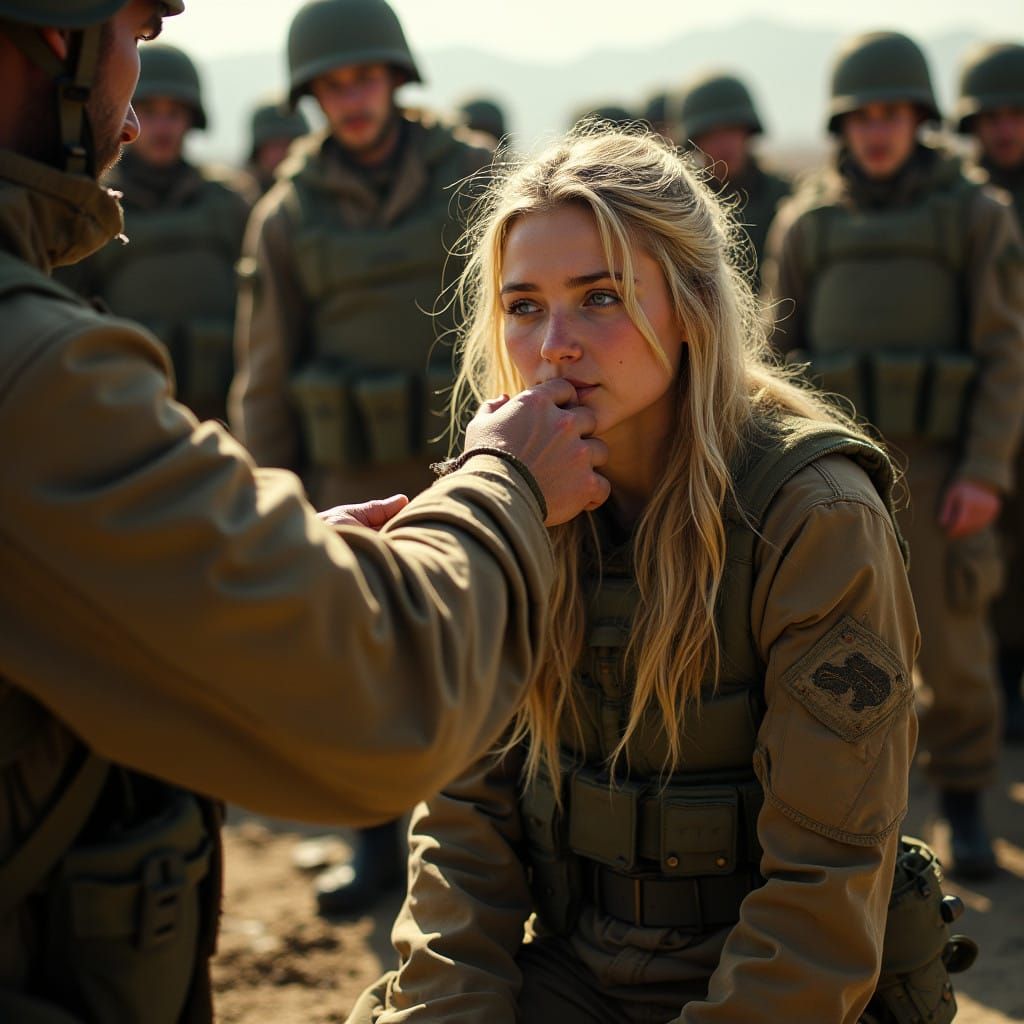 Female Soldier Confronts Aggressive Enemy Soldiers in Dramat...