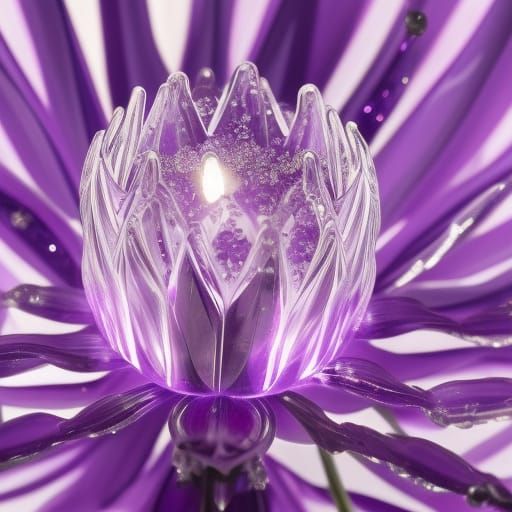Glowing Purple Crystal Tulip Inspired by Lalique