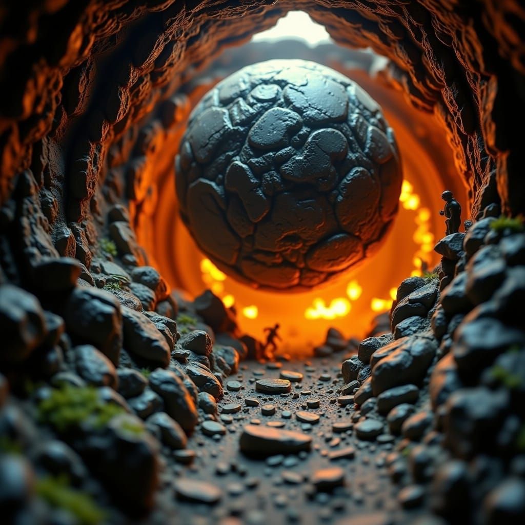 Indiana Jones Boulder Escape in Diorama Style