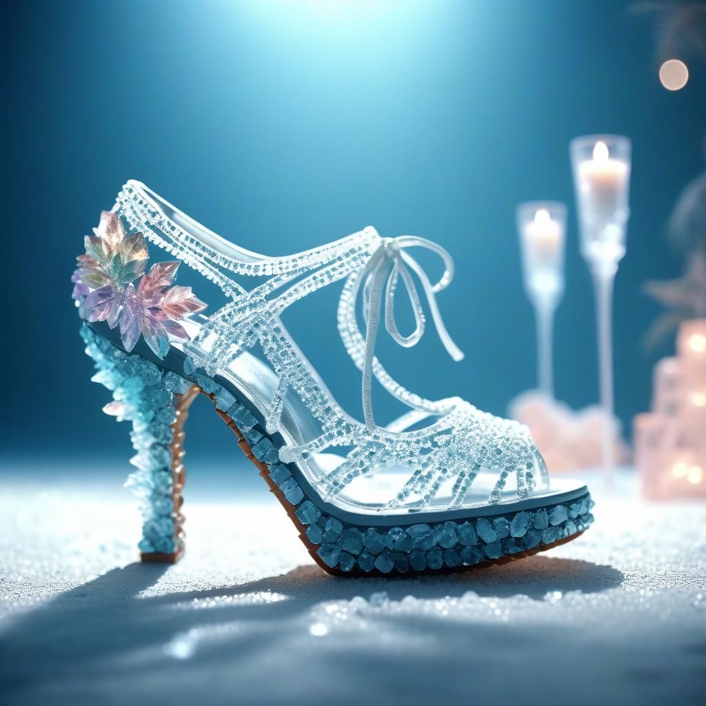 Stunning Sugar Crystal Shoes: Cinematic Film Still
