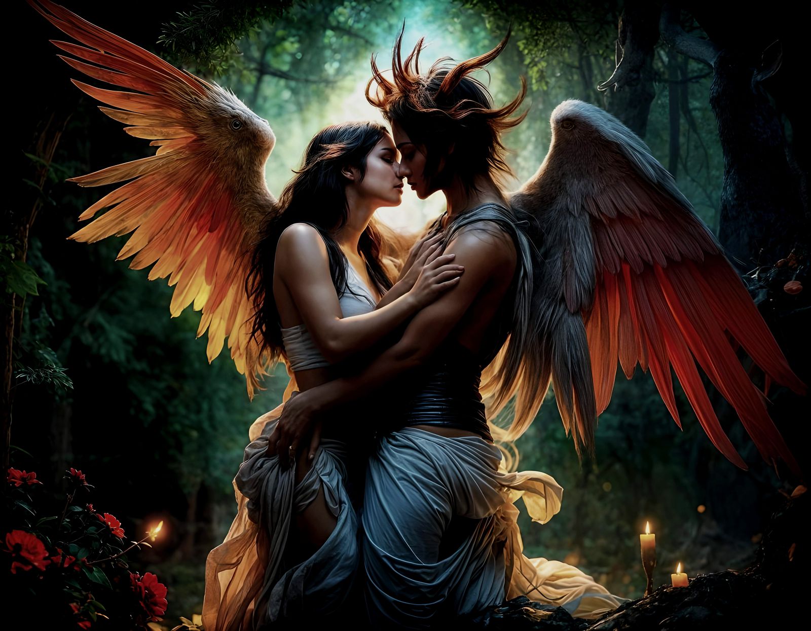 Indian Angel and Mexican Demon Kiss