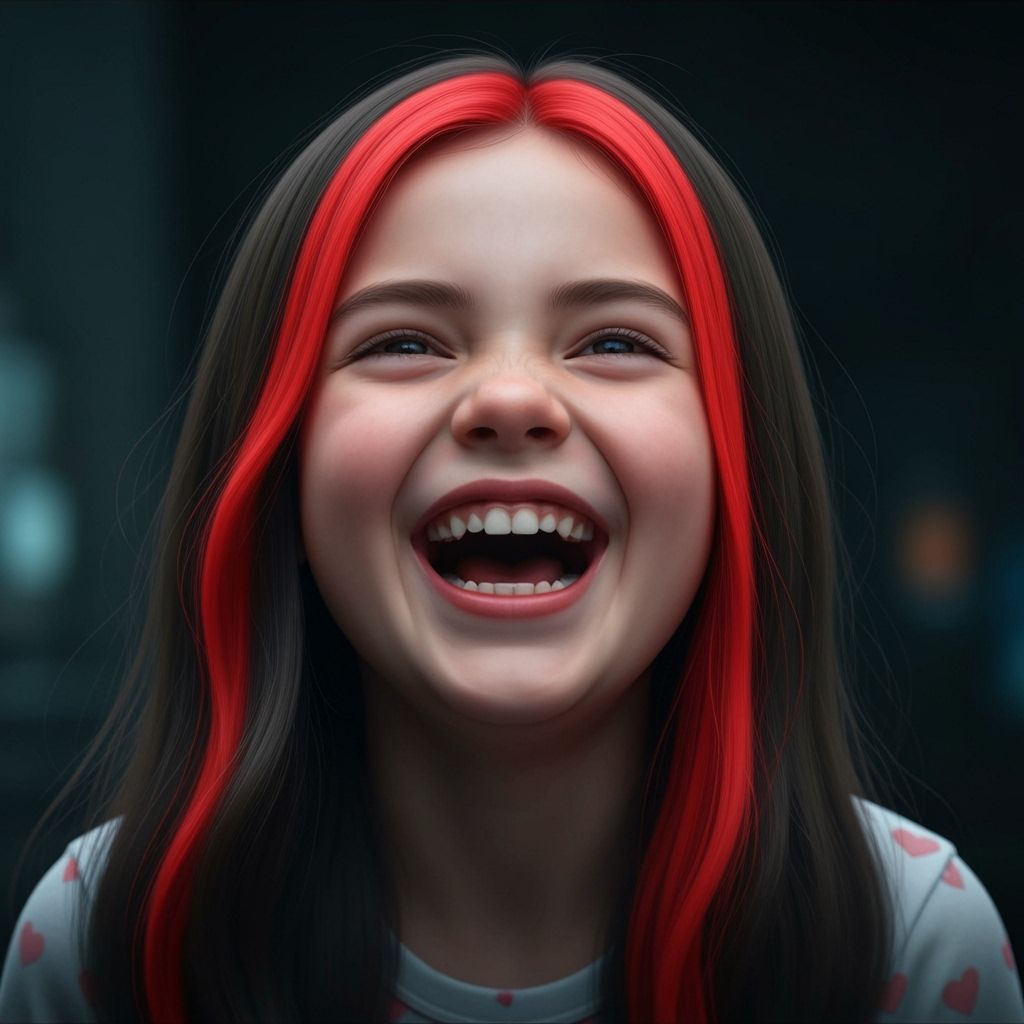 Laughing Girl Portrait in Hyperrealistic Style