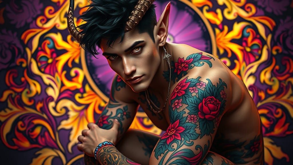 Grim Gritty dark tattooed, Shocking. macabre grim-dark eerie...