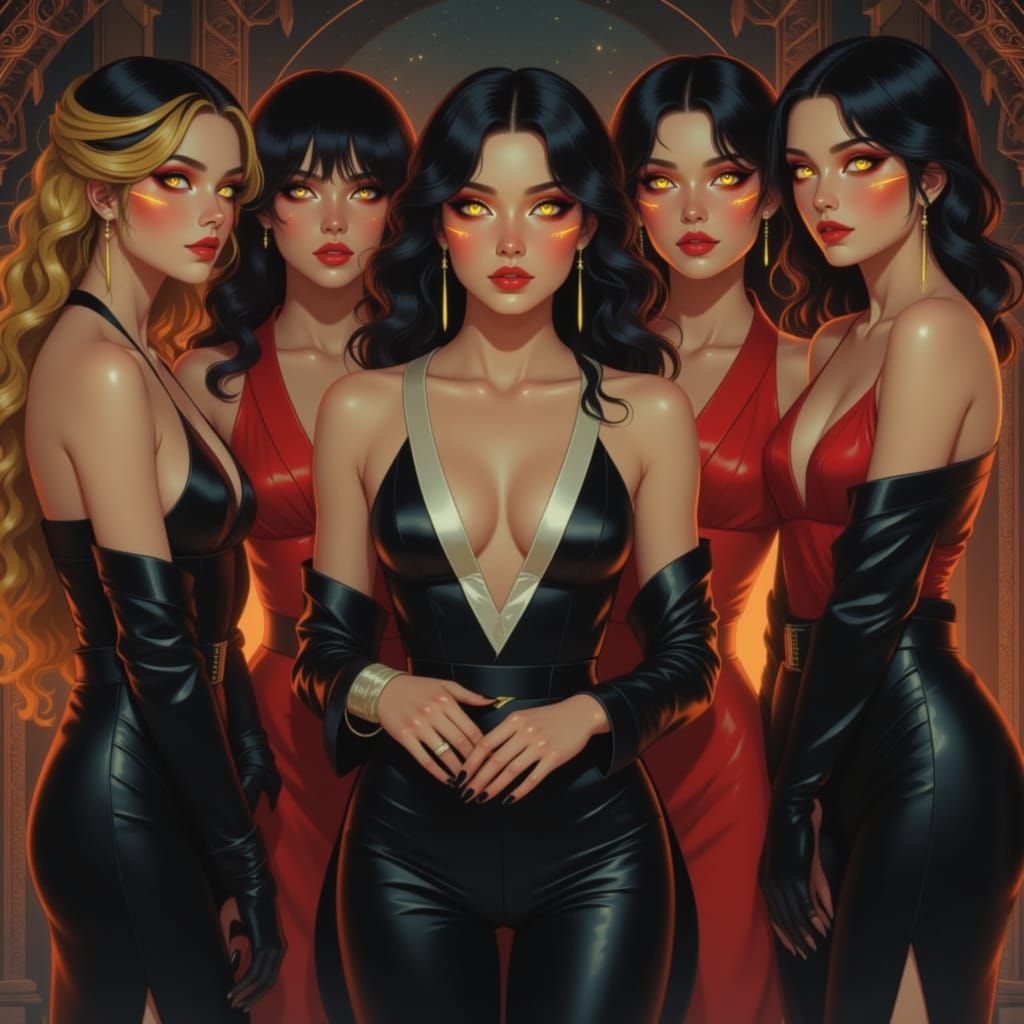 Elegant Femme Fatales in Art Nouveau Style