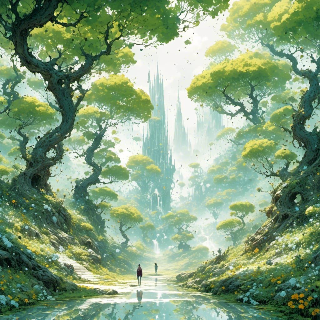 Minimalist Surreal Nature Illustration on White