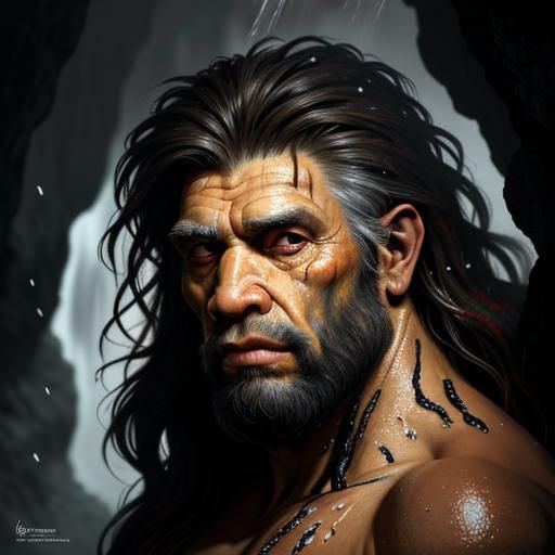 Neanderthal Man Takes Shower: Salvador Dali Style