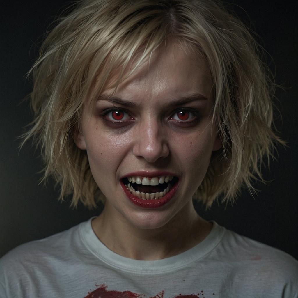 Dark Fantasy Vampire Woman with Glowing Eyes