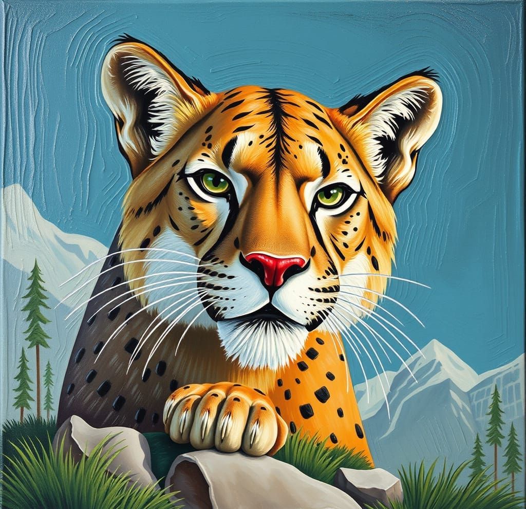 Wild Mountain Lion in Fierce Landscape