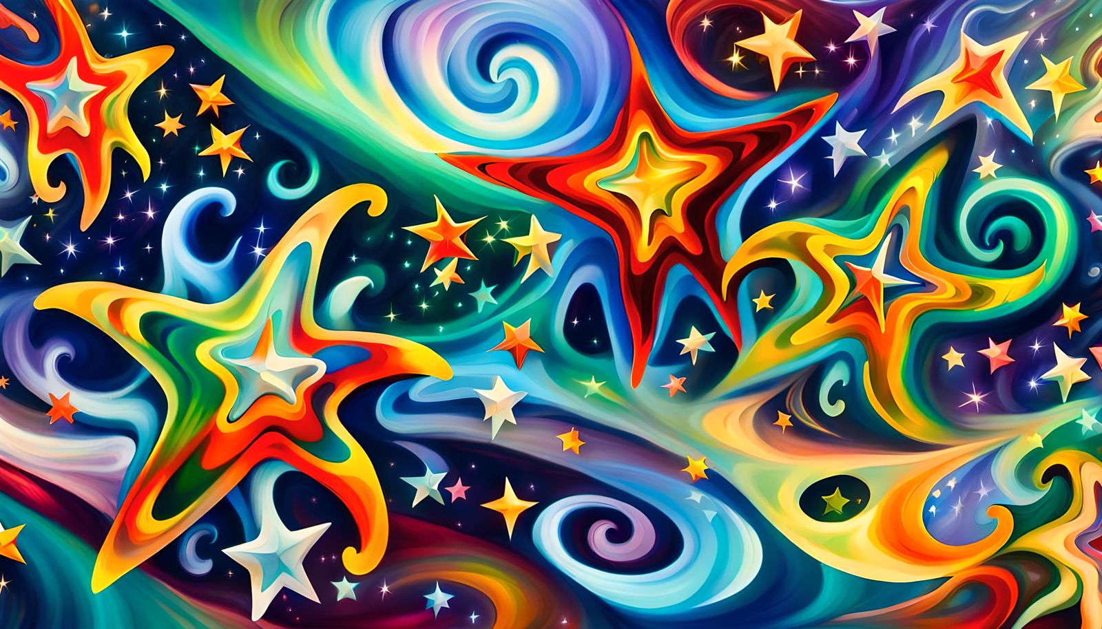 Iridescent Maelstrom of Swirling Stars as Impasto Painting