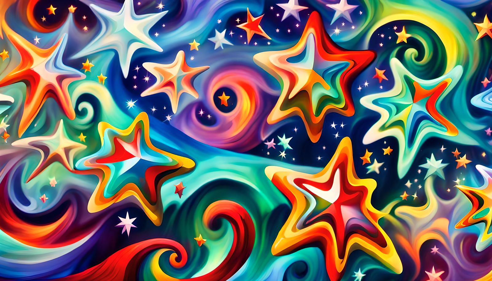 Iridescent Cavernous Maelstrom with Swirling Stars