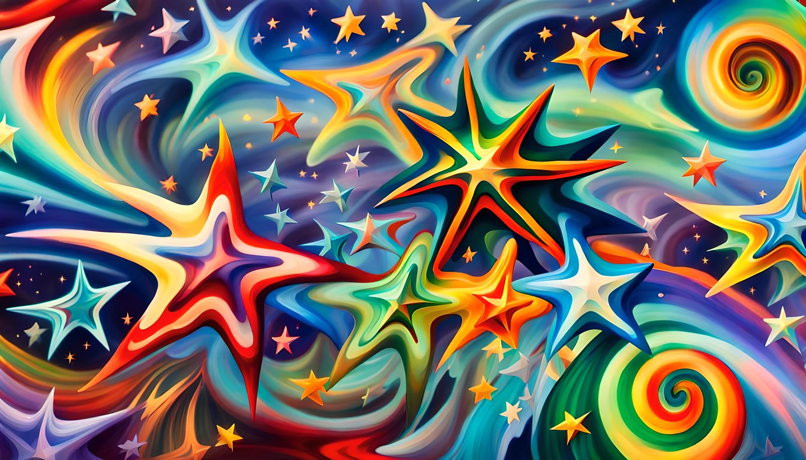 Iridescent Cosmic Maelstrom of Swirling Stars as Naive Art