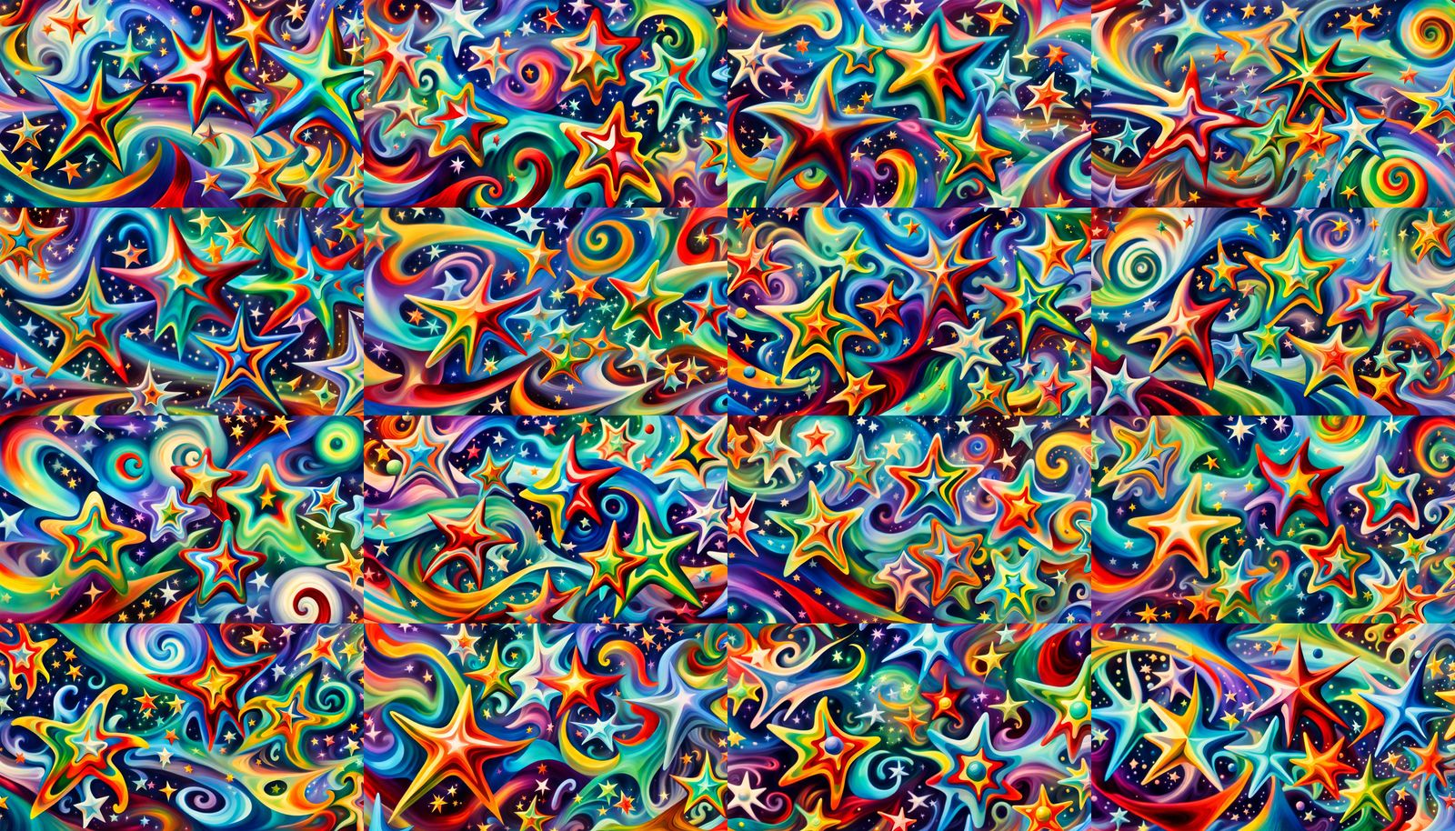 Iridescent Star Cluster Maelstrom in Impasto Style