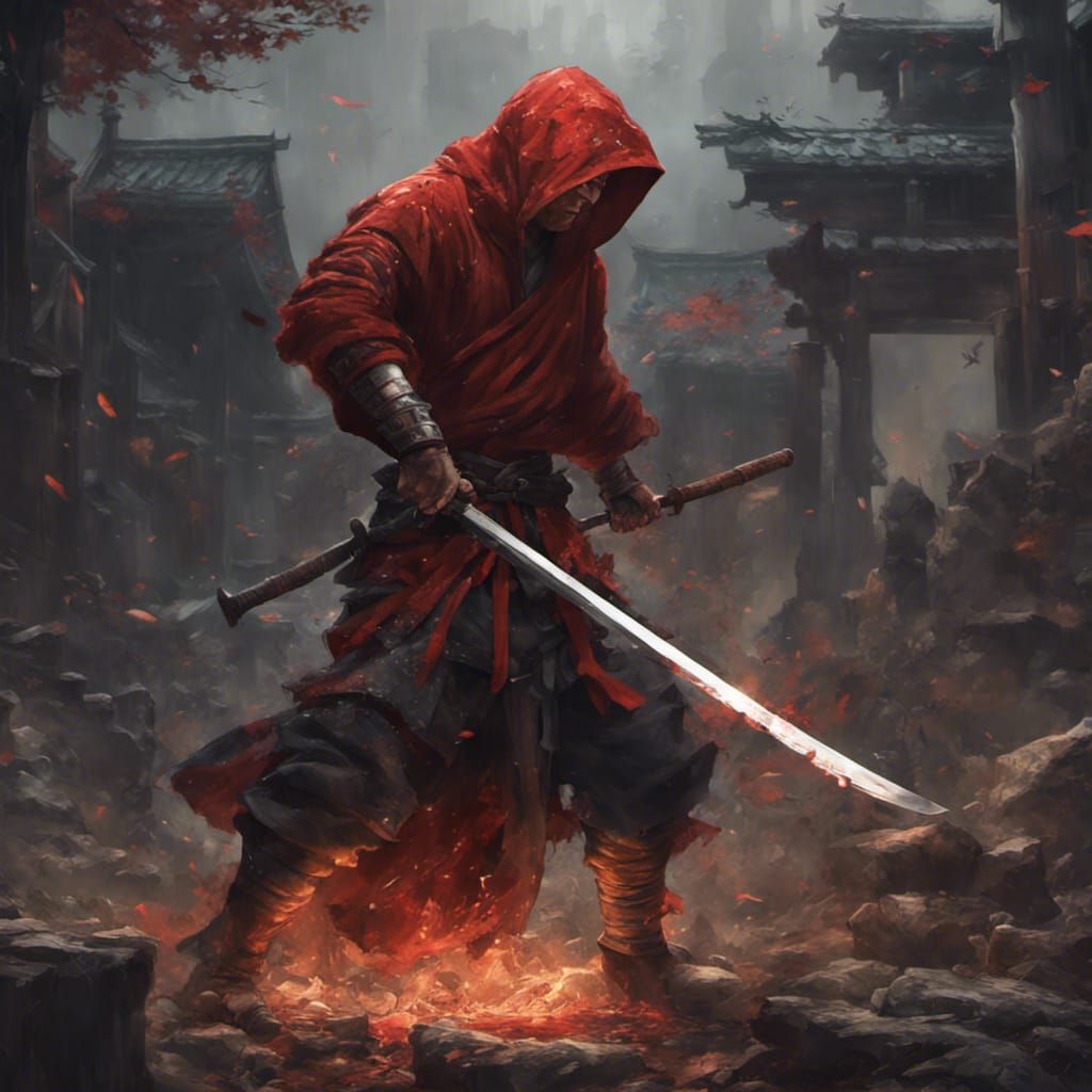 Red-Haired Warrior Dismembers Knight: Dark Fantasy Art