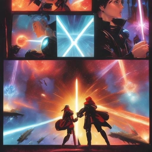 Comic Book Heroes in Epic Space Battle